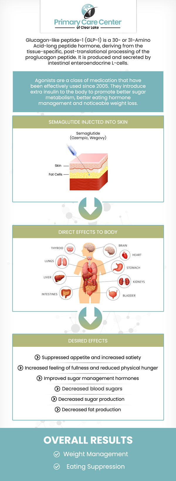 Semaglutide GLP-1 is a weight-loss drug administered intravenously. Semaglutide GLP-1 might facilitate more weight loss than other drugs. It reduces appetite, which is how it works. Semaglutide GLP-1 functions by mimicking the actions of the GLP-1 hormone, which helps control blood sugar levels. Semaglutide GLP-1 injections can lower blood sugar levels, encourage weight loss, and lower the risk of cardiovascular events, among other advantages. Furthering weight loss Injections of Semaglutide GLP-1 are simple to give and frequently well tolerated by patients. If you want to lose medical weight, discuss with our healthcare professional if Semaglutide GLP-1 injections are a good option for you. Our board-certified medical professionals, Dr. Niraj Choudhary, MD, and Dr. Smriti Choudhary, MD, and their team are here to treat you in a soothing environment. Visit our specialists today. For more information, please contact us or schedule an appointment online. We have convenient locations to serve you in Webster and Pasadena, TX. Semaglutide GLP-1 is a weight-loss drug administered intravenously. Semaglutide GLP-1 might facilitate more weight loss than other drugs. It reduces appetite, which is how it works. Semaglutide GLP-1 functions by mimicking the actions of the GLP-1 hormone, which helps control blood sugar levels. Semaglutide GLP-1 injections can lower blood sugar levels, encourage weight loss, and lower the risk of cardiovascular events, among other advantages. Furthering weight loss Injections of Semaglutide GLP-1 are simple to give and frequently well tolerated by patients. If you want to lose medical weight, discuss with our healthcare professional if Semaglutide GLP-1 injections are a good option for you. Our board-certified medical professionals, Dr. Niraj Choudhary, MD, and Dr. Smriti Choudhary, MD, and their team are here to treat you in a soothing environment. Visit our specialists today. For more information, please contact us or schedule an appointment online. We have convenient locations to serve you in Webster and Pasadena, TX.